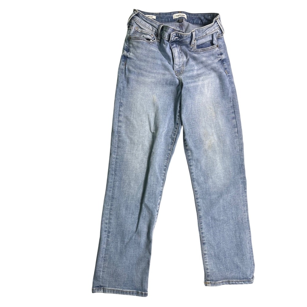 True Religion Jennie Curvy Jeans Womens 27w Light Wash Straight Leg Stretch